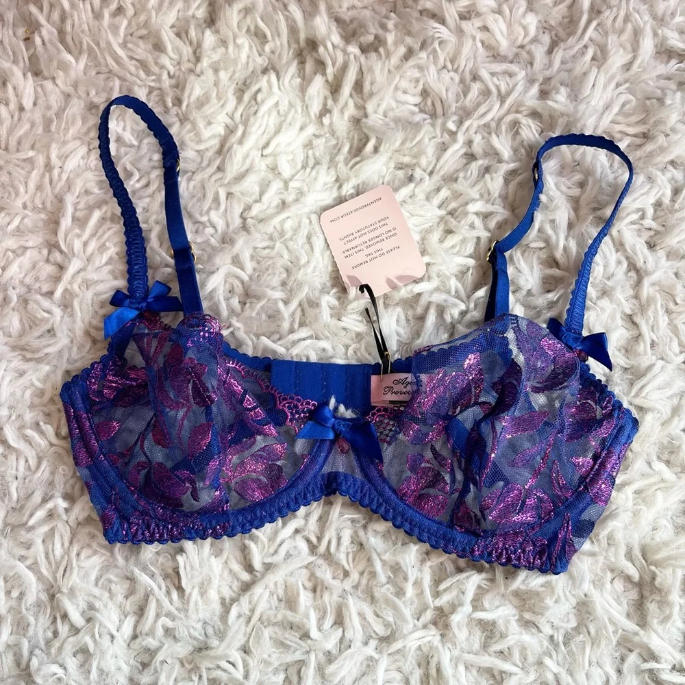 🆕Agent Provocateur sparkle blue bra pink purple‎ metallic details